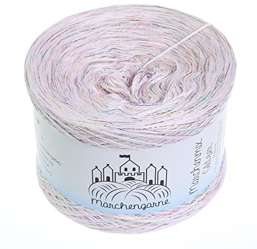 Bobbel Wolle Uni + Multicolour Glitzer 300g - 1140m 4Fach Farbverlaufsgarn Größe Strickwolle Häkeln (Pastell Rosa Multicolour Glitzer)