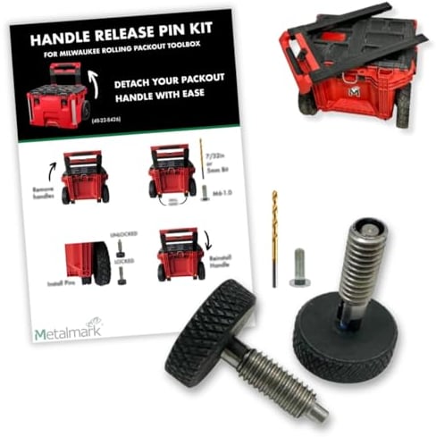 Milwaukee Packout Handle Release Pins | Quick Release | 2 Pack | Stainless Steel | Red