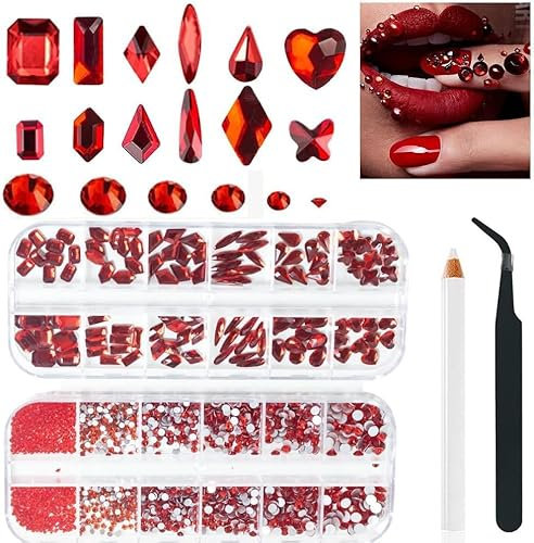 3D Nail Art Red Rhinestones 18 Styles Glass Crystal White Nail Charms Flat Back Rhinestones Clear Charm