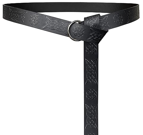 JAOYU Viking Gürtel für Männer Renaissance Gürtel mit Mittelalter Ledergürtel Viking geprägter breiter Gürtel Ren Faire Kostüm LARP Zubehör für Frauen