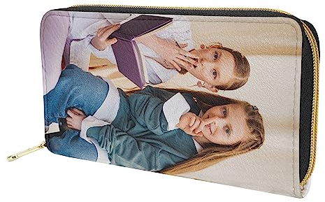 EKMON Personalisierte Foto Geldbörse/Damen Geldbörse mit Reißverschluss-Brieftaschen-Geschenk für Mutter, Ehefrau, Freundin, Schwestern, Beste Freunde zum Jubiläumsgeburtstag