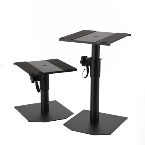 YILIKISS Floor Speaker Stands, Height Adjustable Speaker Stand, Metal Studio Monitor Speaker Stand, Modern Style, 1 Pair Black