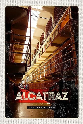 AGDeko® Blechschild 18x12 cm San Francisco Alcatraz Gefängnis zum Aufhängen oder Stellen Raum Dekoration