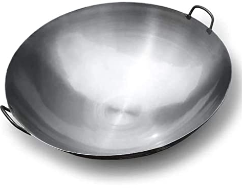 Wok e padelle, Wok in ghisa con 2 manici, wok e padelle - Wok tradizionale cinese martellato con fondo rotondo, padella antiaderente non rivestita, 65 cm