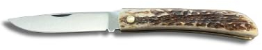 AUSONIA - 23247 Jagdmesser 19 cm mit satinierter Klinge aus Edelstahl AISI420 7,5 cm mit Nagel und Griff aus Hirschhorn