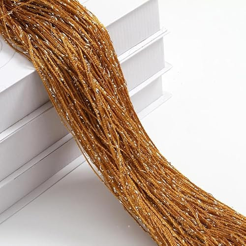 SYSUII 2 Stück 100 x 200 cm Fadenvorhang Fadengardine Fliegenvorhang Terrassentür Dekovorhang Raumteiler Türvorhang Fenstervorhang Fadenvorhänge Seilvorhang für Türen, Wohnzimmer Dekoration -Gold