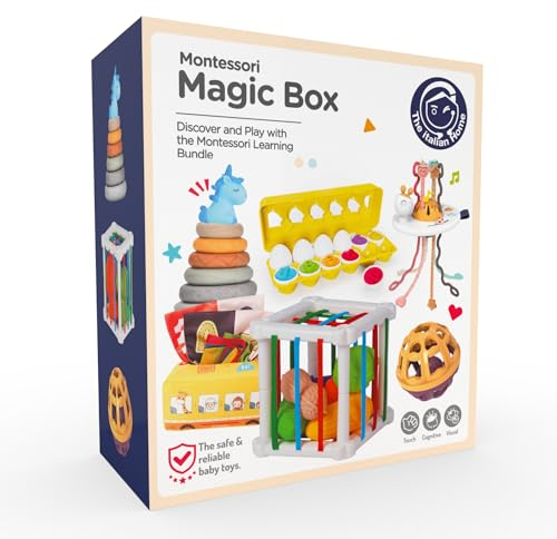 The Italian Home® Montessori Magic Box Spielzeug ab 6 Monate, 6+1 Set Montessori Baby lernspielzeug ab 6 Monate - Montessori Spielzeug Baby