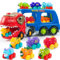 JOYIN Mini Dinosaurier LKW Spielzeug, mit 6 Fahrzeugen aus weichem Gummi, mit Musik und Sound, blinkenden Lichtern, Dino Spielzeugautos Geschenke für Jungen und Mädchen ab 3 4 5 Jahren(Blau)