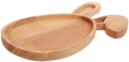 HOLIDYOYO Piatto Coniglietto Pasquale con Vassoio da Portata in Legno per Ragazzi E Ragazze Vassoio in Legno per Servire La Frutta Piatto Decorativo in