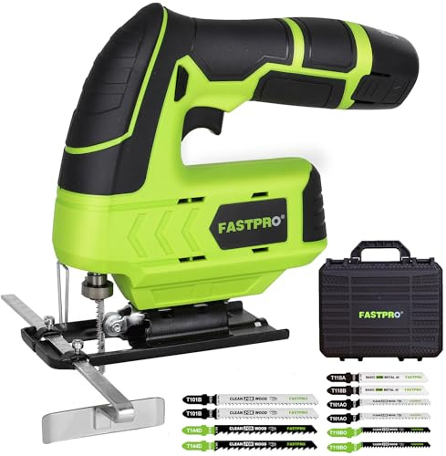 FASTPRO 12V Cordless Jig Saw Kit with 10pcs Blades & Edge Guide