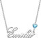 Kraven Damen Kette mit Namen Blauer Geburtsstein-Anhänger Halskette Namenskette Geschenk Personalisiert Damenkette Buchstaben Kette Geschenkidee für Frauen Teenager Mädchen Tochter (Emilia)
