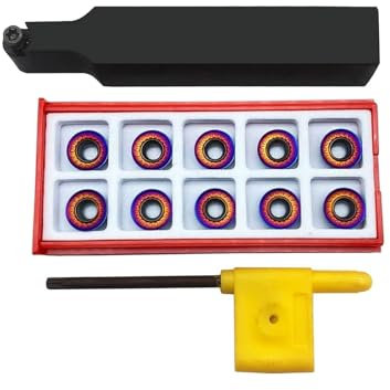 Hunricho 11 Stück RPMT10T3 MOE R5 Wendeschneidplatten Fräseinsätze Klingenfräser mit 5/8 Zoll SRDPN1616H10 Wendeschneidplatten-Fräswerkzeughalter Metall Drehmaschinen Schneidwerkzeuge