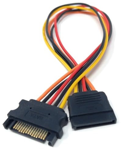 1pcs. 25cm 15 Pin SATA Extension Power Cable, Male to Female Extender Cord Adapter for Hard Drive Disk, SSD, HDD, PCI-E 0.8ft