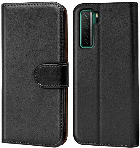 CoolGadget Klapphülle für Huawei P40 Lite 5G, PU Leder Schutzhülle mit Kartenfächern und Aufstellfunktion, Schwarz