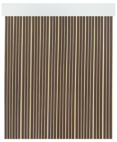 Acomoda Textil - Cortina Interior o Exterior PVC para Terraza, Jardín, Patio y Balcón. Panel con Barra de Aluminio Antimoscas e Insectos Fácil Instalación. (Marrón/Beige, 90x210 cm)