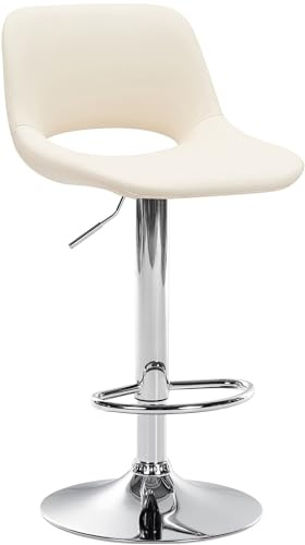 CLP Barhocker Camden I Kunstleder-Bezug Farbe Creme Material Gestell Metall in Chromoptik