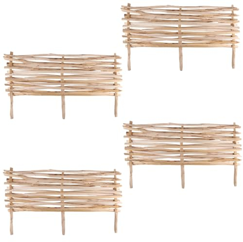 Lot de 4 bordures de parterre en bois de noisetier 102 x 40 cm