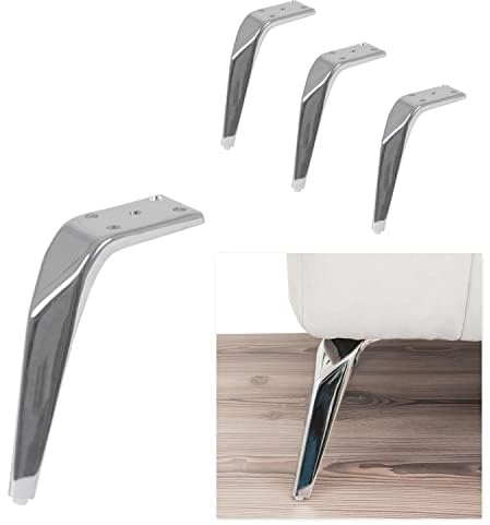 P17- Robin | Modell Robin | Set 4 Füße + 16 Schrauben |Farbe: Chrom | H.15 | Beine für Sofas, Möbel, Schränke, Sessel | Metallfüße für Modernes und Elegantes Design