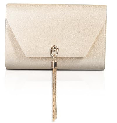 Michelle Moon- Pochette Donna Elegante Oro per Matrimoni, Feste ed Eventi | Clutch Oro da Sera a Tracolla, Ideale Borsa Elegante Donna Cerimonia con strass ; Borsa a Mano Donna per Occasioni Speciali