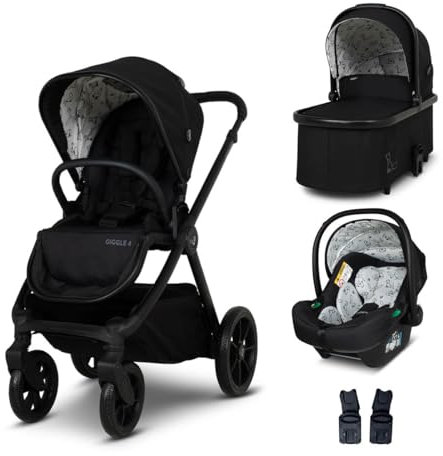 COSATTO Giggle 4 Travel System - 3 in 1 Travel System, 0-25kg Approx. 4 Years Old, Compact Fold, Pram, Pushchair, Carrycot, Seat Unit, i-Size Group 0+ Infant Carrier Car Seat & Raincover (Foxed)