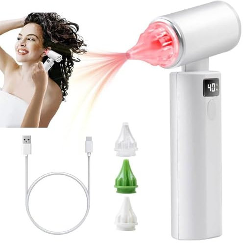 10W Electric Ear Dryer with 3 Earplugs, Rechargeable Ear Dryer with 650nm Red Light for Adults and Kids, Electronic Hot Air Ear Drying Device for Swimmers, Showers, Diving