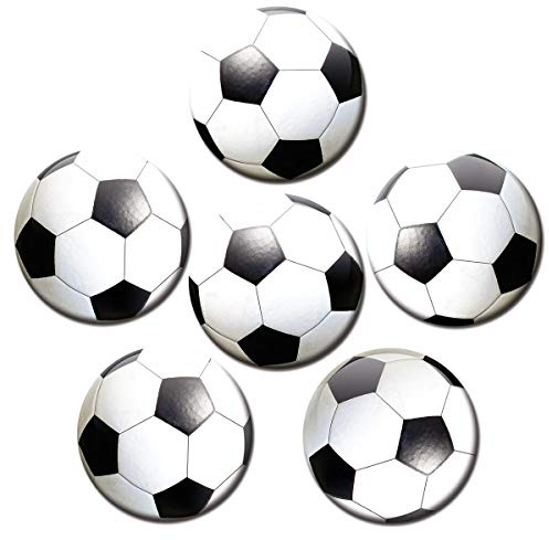 TRIOSK Kühlschrankmagnete Fußball - 6er Set Magnete Fußbälle - Geschenk für Fußballfans Männer Jungs Fußballer - Kühlschrank Deko stark rund groß 50 mm