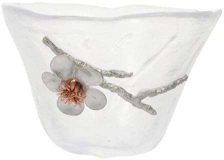 OKUMEYR Plum Blossom Japanese-Style Glass Tea Cup Delicate Tea Cup for Home Use Crafted Flower
