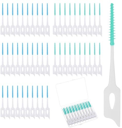 Gjinxi 320 Stück Interdentalbürsten Silikon Zahnzwischenraumbürsten Zahnzwischenraumreiniger mit Box Dual-Use Zahnseide Stick für Reiniger Zahnreinigung Zwischenräume