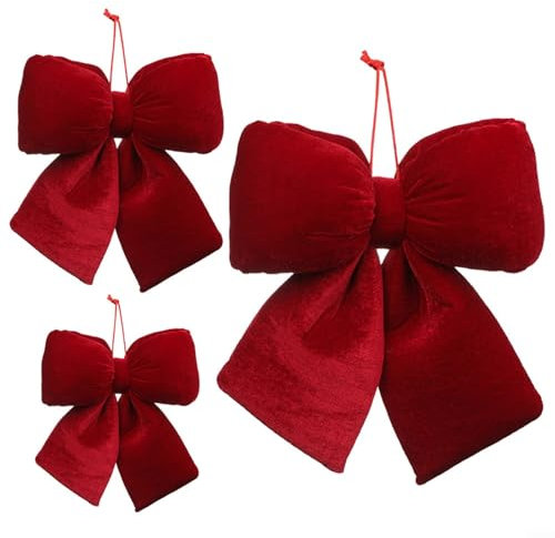 Decoraciones de lazo de terciopelo para árbol de Navidad con cinta para coronas de puerta del hogar, guirnaldas, decoraciones de fiesta, borgoña (L)