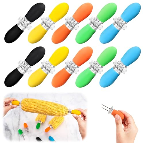 Corn Cob Holders, 20 Pcs/ 10 Pairs Interlocking Design Corn Holders, Stainless Steel Corn on the Cob Holders, Corn Holders for Corn on the Cob for BBQ Camping Parties Home Cooking