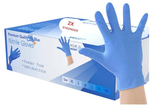 2000 Disposable Gloves Extra Large Blue Nitrile Examination Gloves Medical, Food, Care, Mechanical, Industrial, Hair & Beauty, Janitorial, Multipurpose-Powder Free (2000 Gloves, Extra Large)