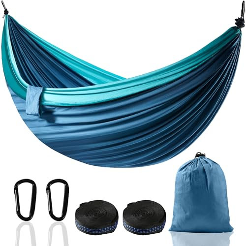 Amaca Matrimoniale XXL 300 x 200 cm – Amaca da Giardino, amaca campeggio, Portatile da Esterno con Portata di 300 kg – Ideale per Viaggi, Balcone e Interni (Blu)