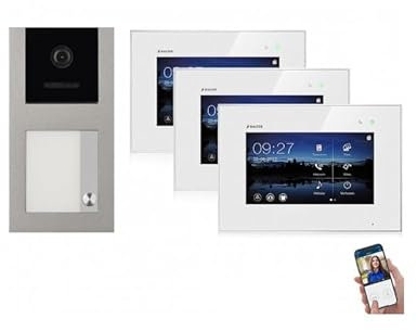 Balter EVO Aufputz SILBER Wifi Video Türsprechanlage 3x 7 Monitor für 1 Teilnehmer 2-Draht BUS App Steuerung RFID EVO-AP-KIT-1FAM-WIFI-3M