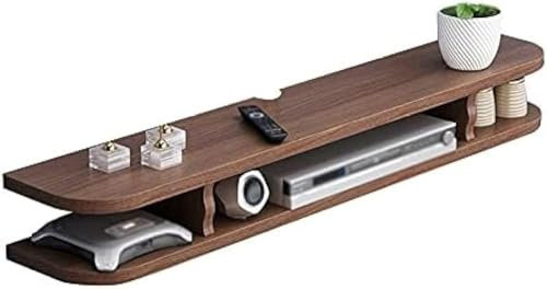 GYDUHYE Holzregal mit 2 Ebenen, Büro-Medienkonsolenschrank mit Drahtloch, schwimmender TV-Ständer, platzsparend, geeignet für Familienrestaurants, Hotels, Holzfarbe, 80 cm (Größe: 120 cm, Farbe