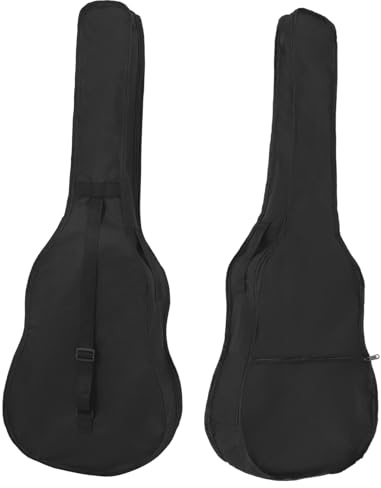 38-Zoll Gitarrenkoffer für Akustikgitarren mit Schultergurt, Schwarz | Wasserabweisendes Oxfordgewebe, Seitenreißverschluss mit Doppelschiebern, Frontfach für Noten und Zubehör