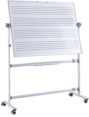 Mobile Music Staff Whiteboard, doppelseitig, magnetisch, trocken abwischbar, auf Rädern, für Schule, Musiker und Zuhause, 90 x 120 cm