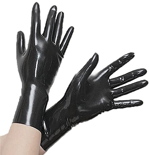 SecondSkin xxoiuw Latex Short Gloves 0.4 mm Thickness with Flat Edge Tight Five-Finger Club Party Wear