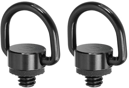 PATIKIL Camera Neck Strap D Ring Screw Holder 1/4, 2Pcs Stainless Steel Camera Fixing Screw for Wrist Strap Sling Tripod DSLR, Black