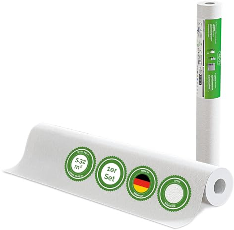 Veluxis Vliestapete Creative Raufaser – 10,05 m × 0,53 m | renoviervlies, überstreichbar, atmungsaktiv, Wandtapete Made in Germany I Veluxis ®