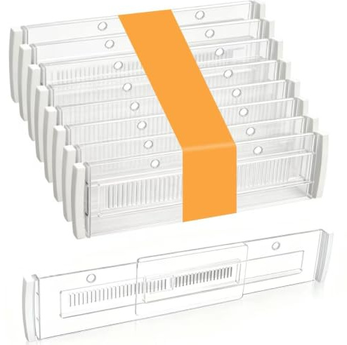 YOOULIT Schubladentrenner 8 Stk durchsichtig, verstellbar für Küche | Schubladen Trenner aus Kunststoff, flexible Aufteilung, 28,5‑50,5 cm verstellbar für Küche & Schlafzimmer
