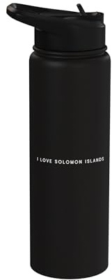 I Love Solomon Islands - Minimalist Travel Vacation Souvenir Stainless Steel Insulated Water Bottle
