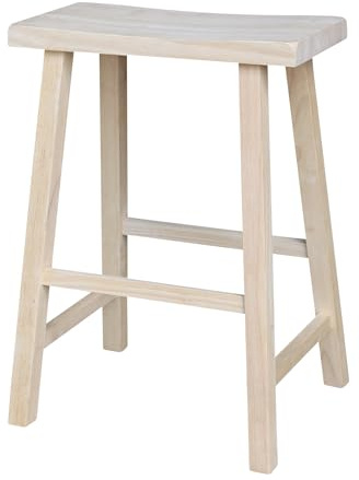 International Concepts Saddle Seat Stool, 24-Inch Counter Height, Solid Parawood, Unfinished