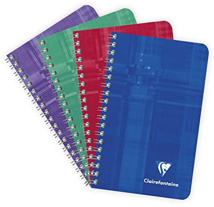 Clairefontaine 8580C - Spiralheft / Notizbuch mit Doppelspirale 7,5x12cm, 50 Blatt 90g, blanko, Einband aus beschichtetem, glänzendem und wasserfestem Karton, farbig sortiert, 1 Stück