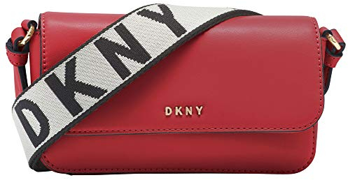 DKNY Damen Flap Crossbody Umhängetasche, Winonna-Klappe in leuchtendem Rot/Gold