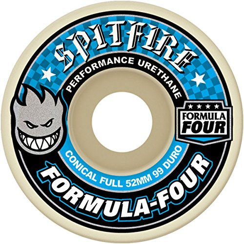 Spitfire Formula Four Skateboard-Rollen, konisch, 56 mm, 99a, Weiß, 4 Stück