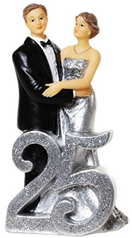 Schmidt Par de bodas de plata con número 25, polystone, aprox. 14,5 x 8 cm