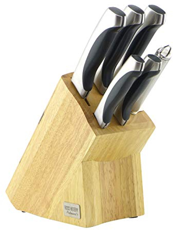 Ross Henery | Ensemble de 6 Couteaux de Cuisine Professionnels | Couteaux de Chef en Acier Inoxydable de Qualité Supérieure dans Un Bloc en Bois de Chêne Peu Encombrant