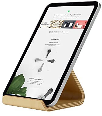 Tablet Ständer für iPad, Samdi Holz Tablet Ständer Halter, 3 m Fuß, kompatibel mit iPad Air Mini 2 3 4, Kindle E Reader, Kochbuch, andere 15,2–33 cm Tablet, einfache & kompakt White Birch
