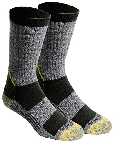 Dickies Men's Kevlar Reinforced Steel Toe Crew Socks, Available in L-XL (2, 4 Pairs) Black (2 Pairs), Large