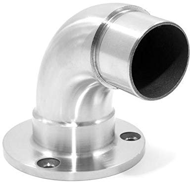 Edelstahl Rundbogen mit Flansch Verbinder Verbindungsstück Edelstahl V2A (AISI 304) geschliffen K240 Ø 42,4 x 2,0 mm